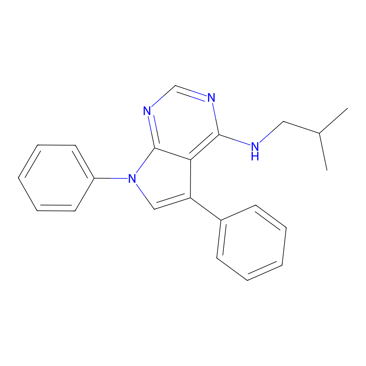 N-(2-methylpropyl)-5,7-diphenyl-7H-pyrrolo[2,3-d]pyrimidin-4-amine molecular structure, CAS 477225-83-5