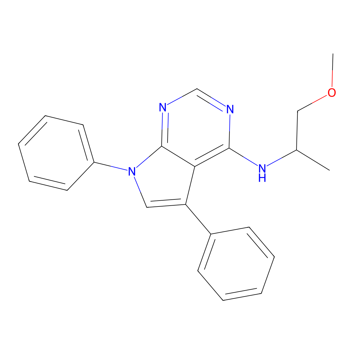 N-(1-methoxypropan-2-yl)-5,7-diphenyl-7H-pyrrolo[2,3-d]pyrimidin-4-amine molecular structure, CAS 477225-89-1