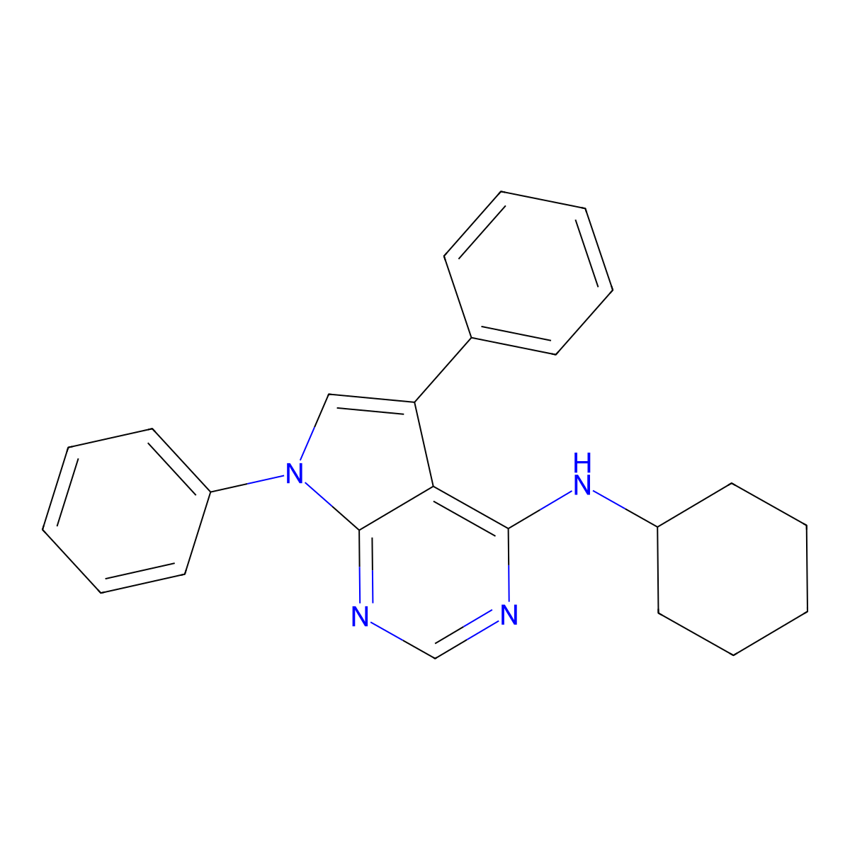 N-cyclohexyl-5,7-diphenyl-7H-pyrrolo[2,3-d]pyrimidin-4-amine molecular structure, CAS 477225-99-3