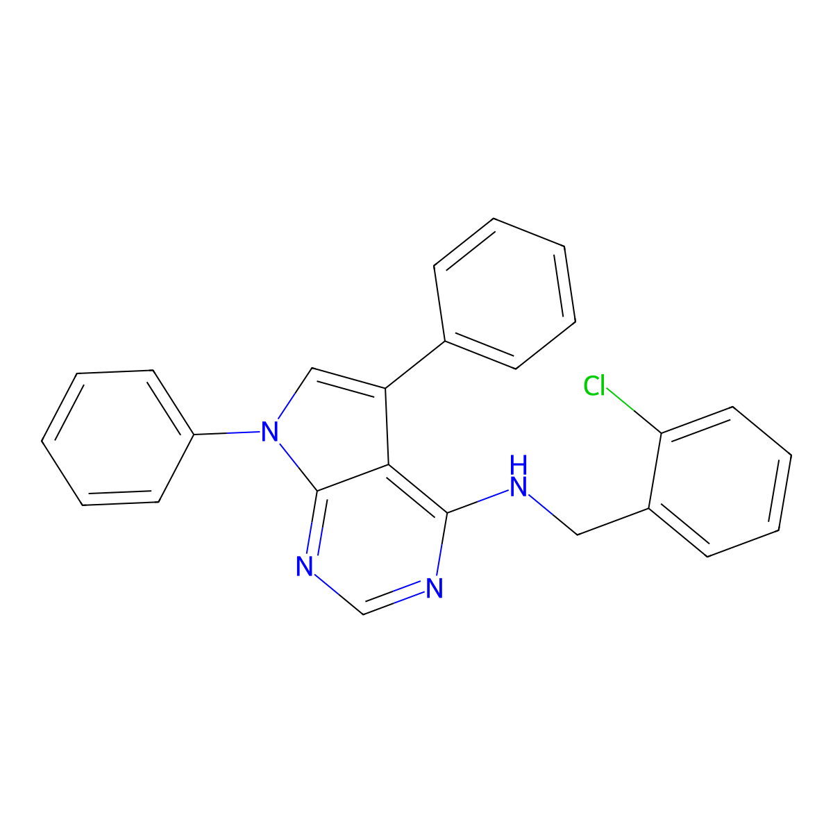 N-(2-chlorobenzyl)-5,7-diphenyl-7H-pyrrolo[2,3-d]pyrimidin-4-amine molecular structure, CAS 477226-13-4