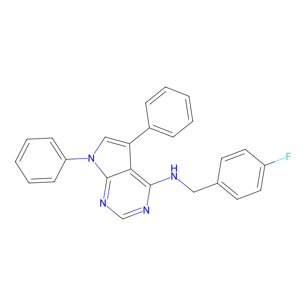 N-(4-fluorobenzyl)-5,7-diphenyl-7H-pyrrolo[2,3-d]pyrimidin-4-amine molecular structure, CAS 477226-19-0