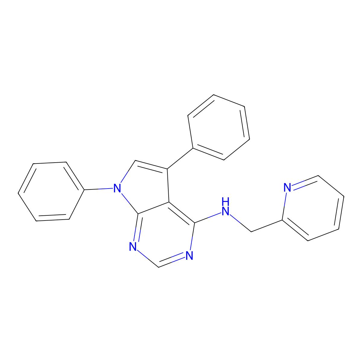 (5,7-Diphenylpyrrolo[3,2-e]pyrimidin-4-yl)(2-pyridylmethyl)amine molecular structure, CAS 477226-20-3