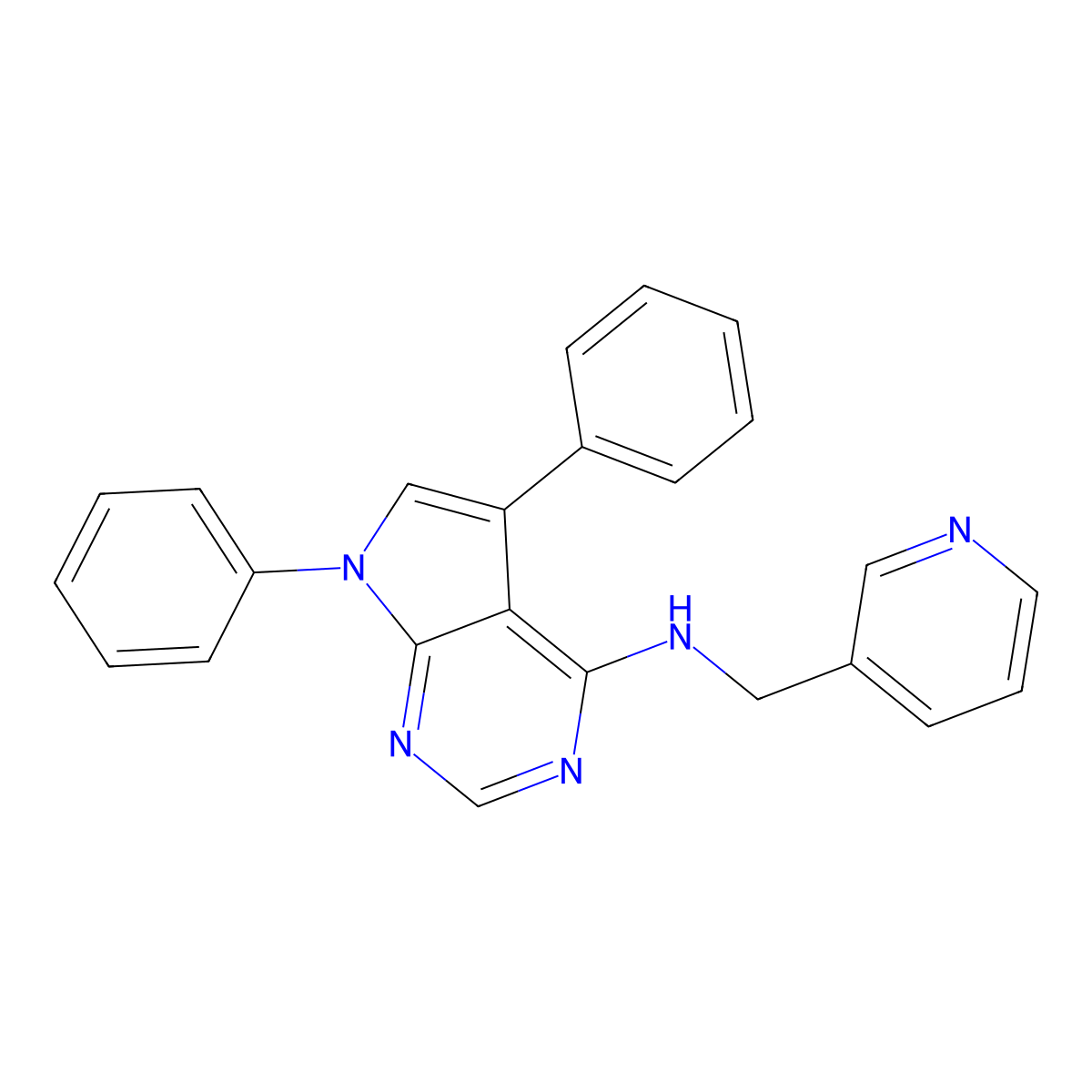 (5,7-Diphenylpyrrolo[3,2-e]pyrimidin-4-yl)(3-pyridylmethyl)amine molecular structure, CAS 477226-21-4