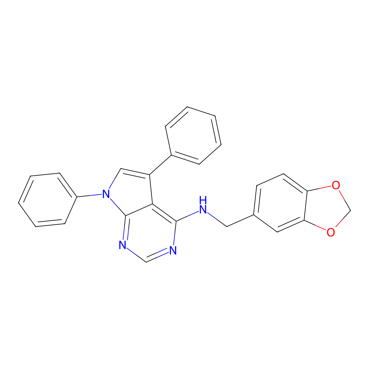 N-(1,3-benzodioxol-5-ylmethyl)-5,7-diphenylpyrrolo[2,3-d]pyrimidin-4-amine molecular structure, CAS 477226-22-5