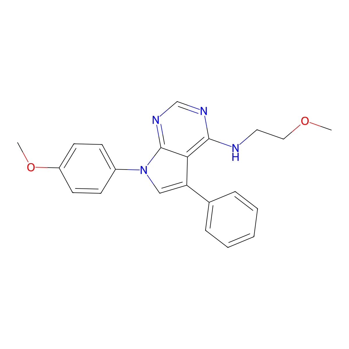 N-(2-methoxyethyl)-7-(4-methoxyphenyl)-5-phenyl-7H-pyrrolo[2,3-d]pyrimidin-4-amine molecular structure, CAS 477227-57-9