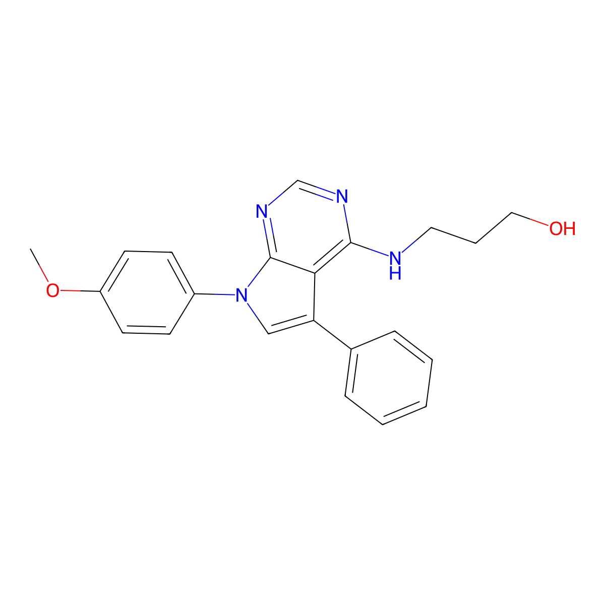 3-{[7-(4-methoxyphenyl)-5-phenyl-7H-pyrrolo[2,3-d]pyrimidin-4-yl]amino}propan-1-ol molecular structure, CAS 477227-61-5