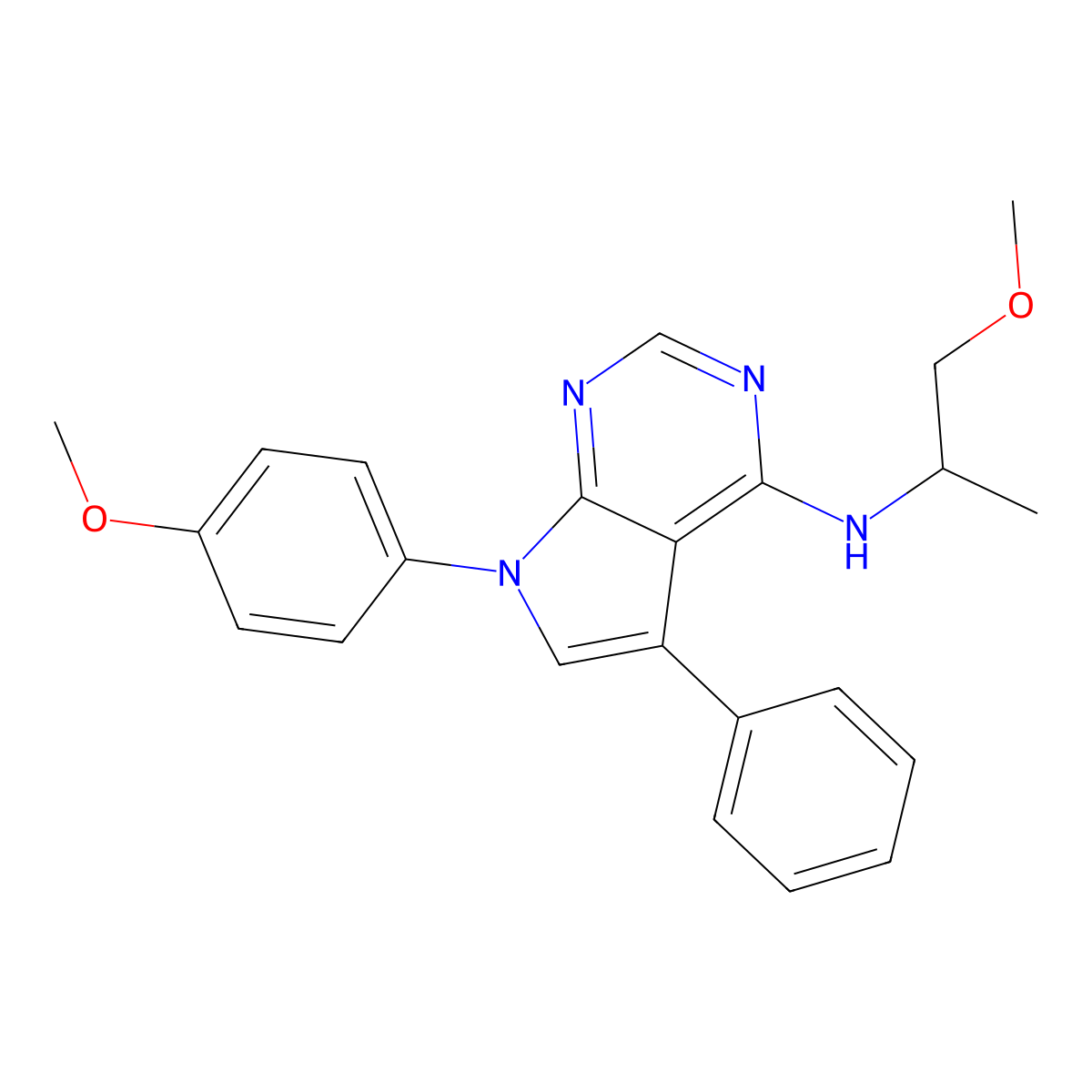 7-(4-methoxyphenyl)-N-(1-methoxypropan-2-yl)-5-phenyl-7H-pyrrolo[2,3-d]pyrimidin-4-amine molecular structure, CAS 477227-62-6