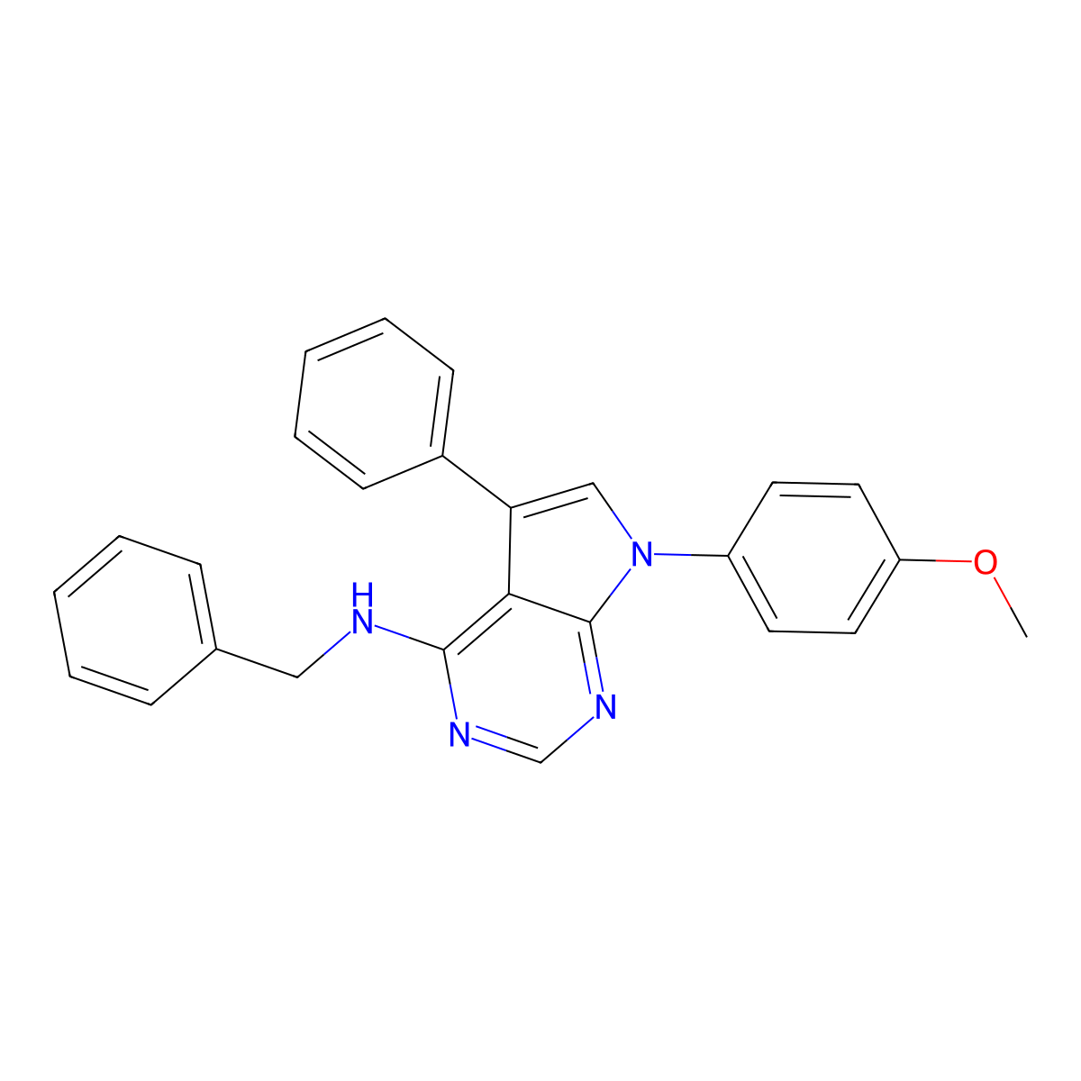 N-benzyl-7-(4-methoxyphenyl)-5-phenyl-7H-pyrrolo[2,3-d]pyrimidin-4-amine molecular structure, CAS 477227-84-2
