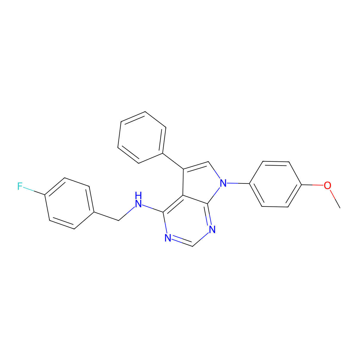 N-(4-fluorobenzyl)-7-(4-methoxyphenyl)-5-phenyl-7H-pyrrolo[2,3-d]pyrimidin-4-amine molecular structure, CAS 477227-91-1