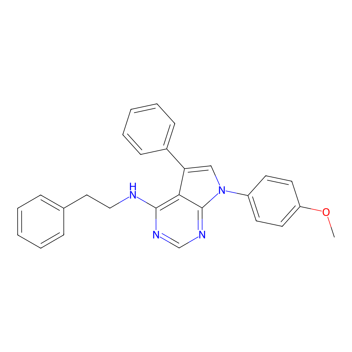 7-(4-methoxyphenyl)-5-phenyl-N-(2-phenylethyl)-7H-pyrrolo[2,3-d]pyrimidin-4-amine molecular structure, CAS 477227-95-5