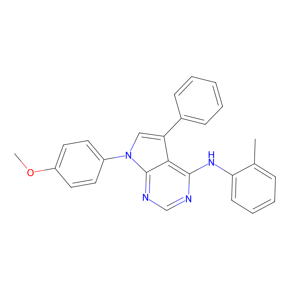 7-(4-methoxyphenyl)-N-(2-methylphenyl)-5-phenyl-7H-pyrrolo[2,3-d]pyrimidin-4-amine molecular structure, CAS 477228-01-6