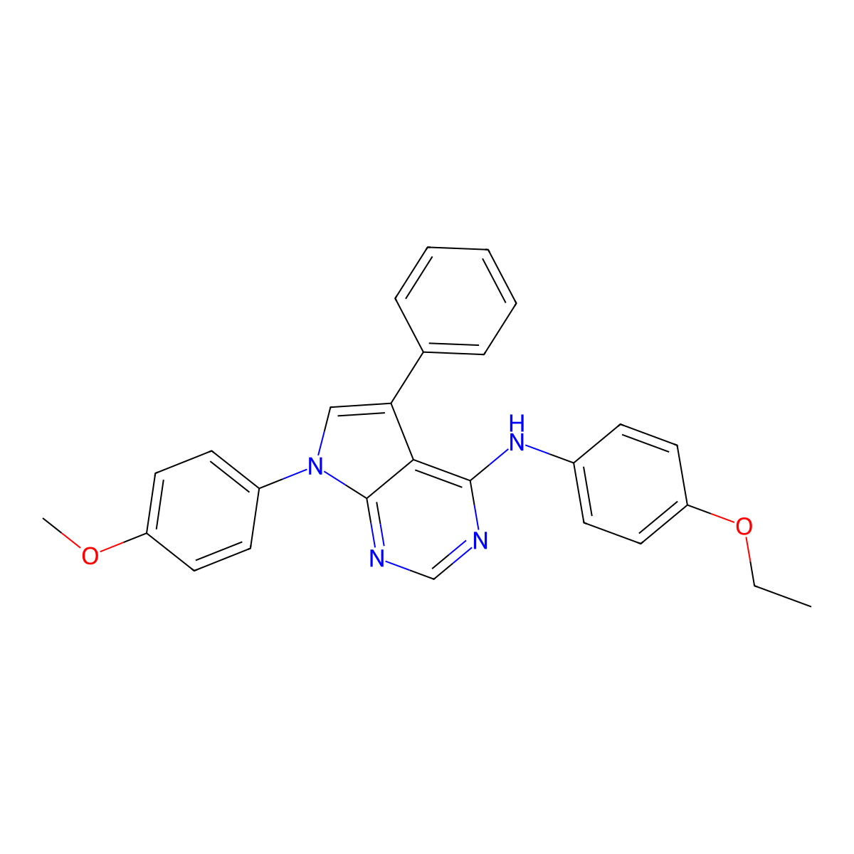 N-(4-ethoxyphenyl)-7-(4-methoxyphenyl)-5-phenyl-7H-pyrrolo[2,3-d]pyrimidin-4-amine molecular structure, CAS 477228-16-3