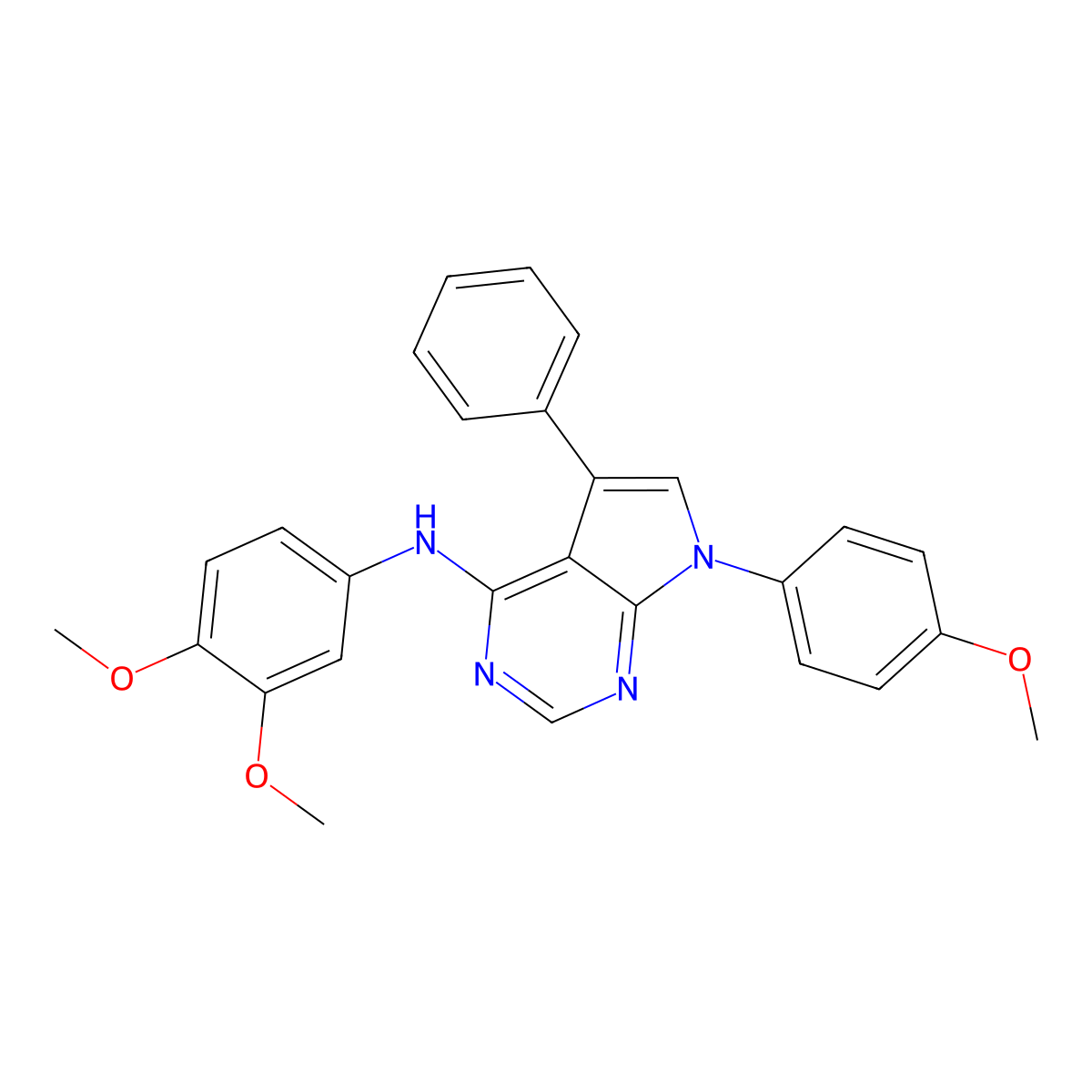 N-(3,4-dimethoxyphenyl)-7-(4-methoxyphenyl)-5-phenyl-7H-pyrrolo[2,3-d]pyrimidin-4-amine molecular structure, CAS 477228-30-1