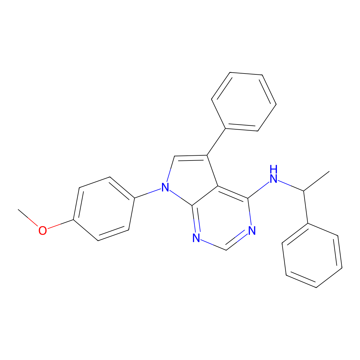 7-(4-methoxyphenyl)-5-phenyl-N-(1-phenylethyl)-7H-pyrrolo[2,3-d]pyrimidin-4-amine molecular structure, CAS 477228-33-4