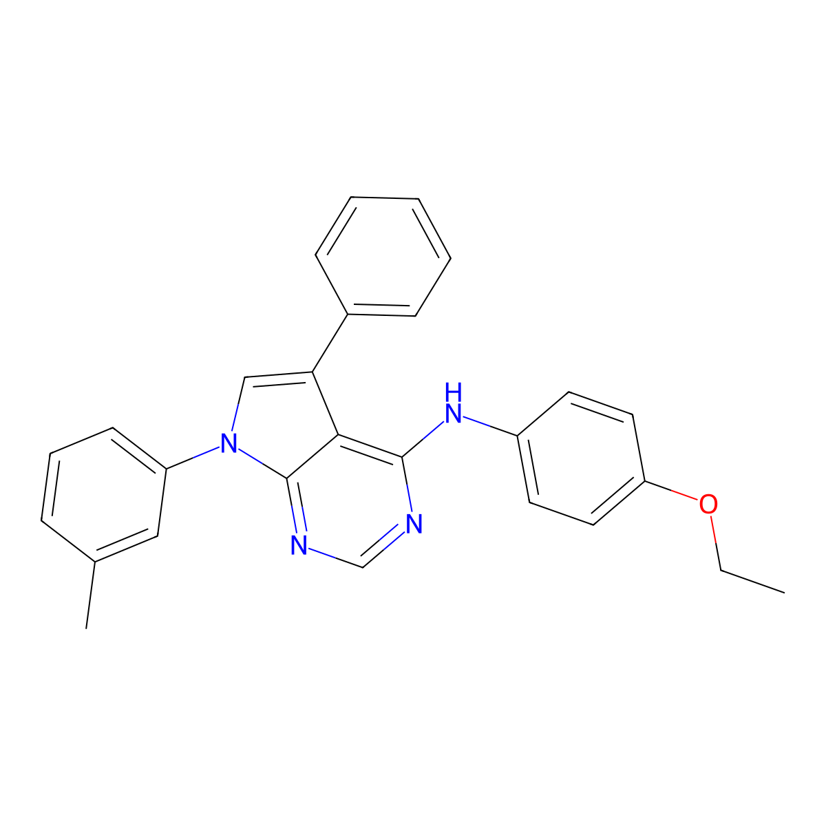 N-(4-ethoxyphenyl)-7-(3-methylphenyl)-5-phenyl-7H-pyrrolo[2,3-d]pyrimidin-4-amine molecular structure, CAS 477229-01-9