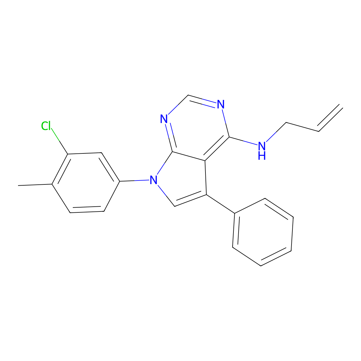7-(3-chloro-4-methylphenyl)-5-phenyl-N-prop-2-enylpyrrolo[2,3-d]pyrimidin-4-amine molecular structure, CAS 477229-25-7