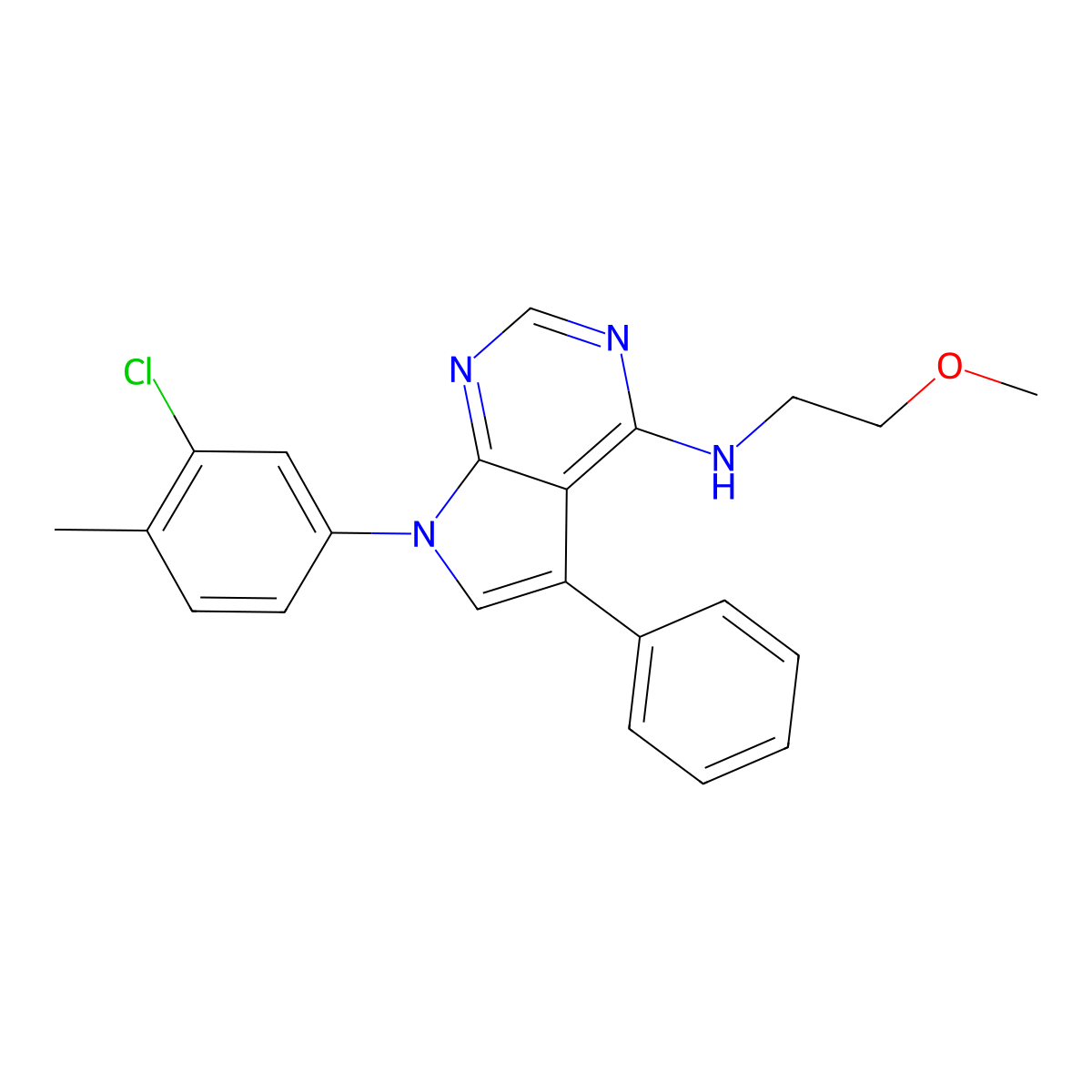 7-(3-chloro-4-methylphenyl)-N-(2-methoxyethyl)-5-phenyl-7H-pyrrolo[2,3-d]pyrimidin-4-amine molecular structure, CAS 477229-29-1