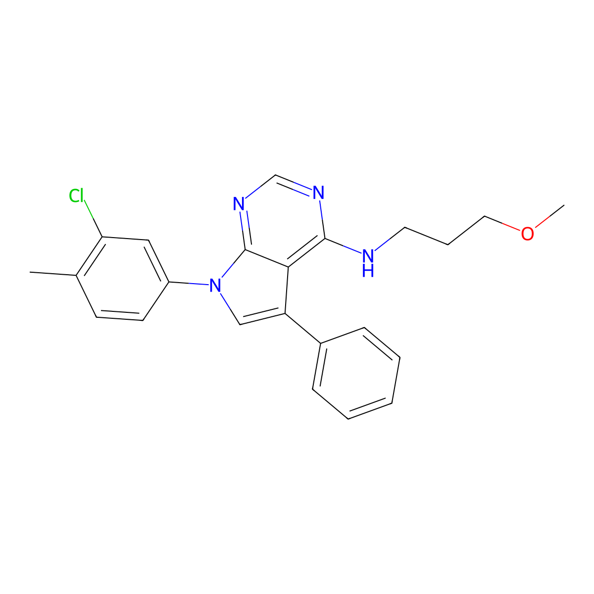 7-(3-chloro-4-methylphenyl)-N-(3-methoxypropyl)-5-phenyl-7H-pyrrolo[2,3-d]pyrimidin-4-amine molecular structure, CAS 477229-30-4