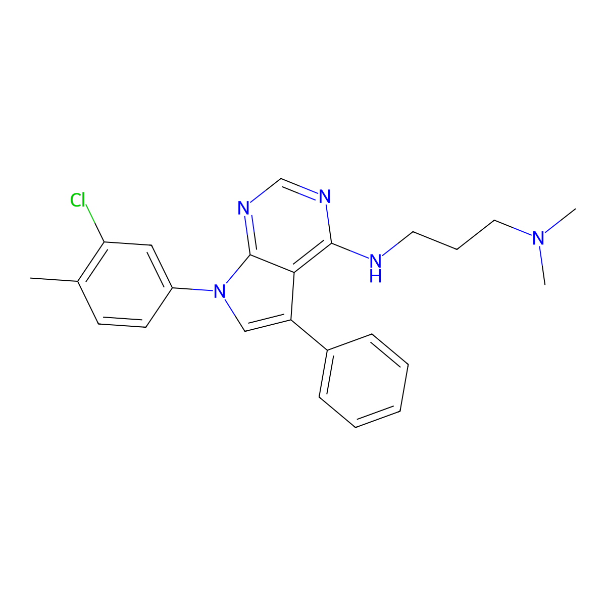 N-[7-(3-chloro-4-methylphenyl)-5-phenylpyrrolo[2,3-d]pyrimidin-4-yl]-N',N'-dimethylpropane-1,3-diamine molecular structure, CAS 477229-40-6