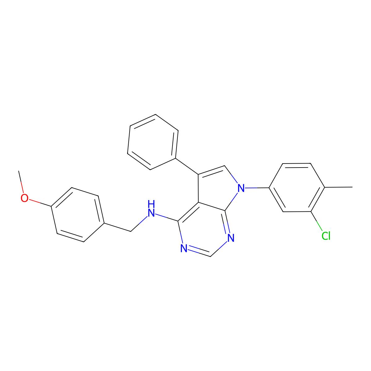 7-(3-chloro-4-methylphenyl)-N-(4-methoxybenzyl)-5-phenyl-7H-pyrrolo[2,3-d]pyrimidin-4-amine molecular structure, CAS 477229-61-1