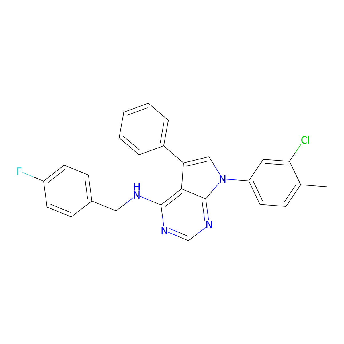 7-(3-chloro-4-methylphenyl)-N-(4-fluorobenzyl)-5-phenyl-7H-pyrrolo[2,3-d]pyrimidin-4-amine molecular structure, CAS 477229-65-5