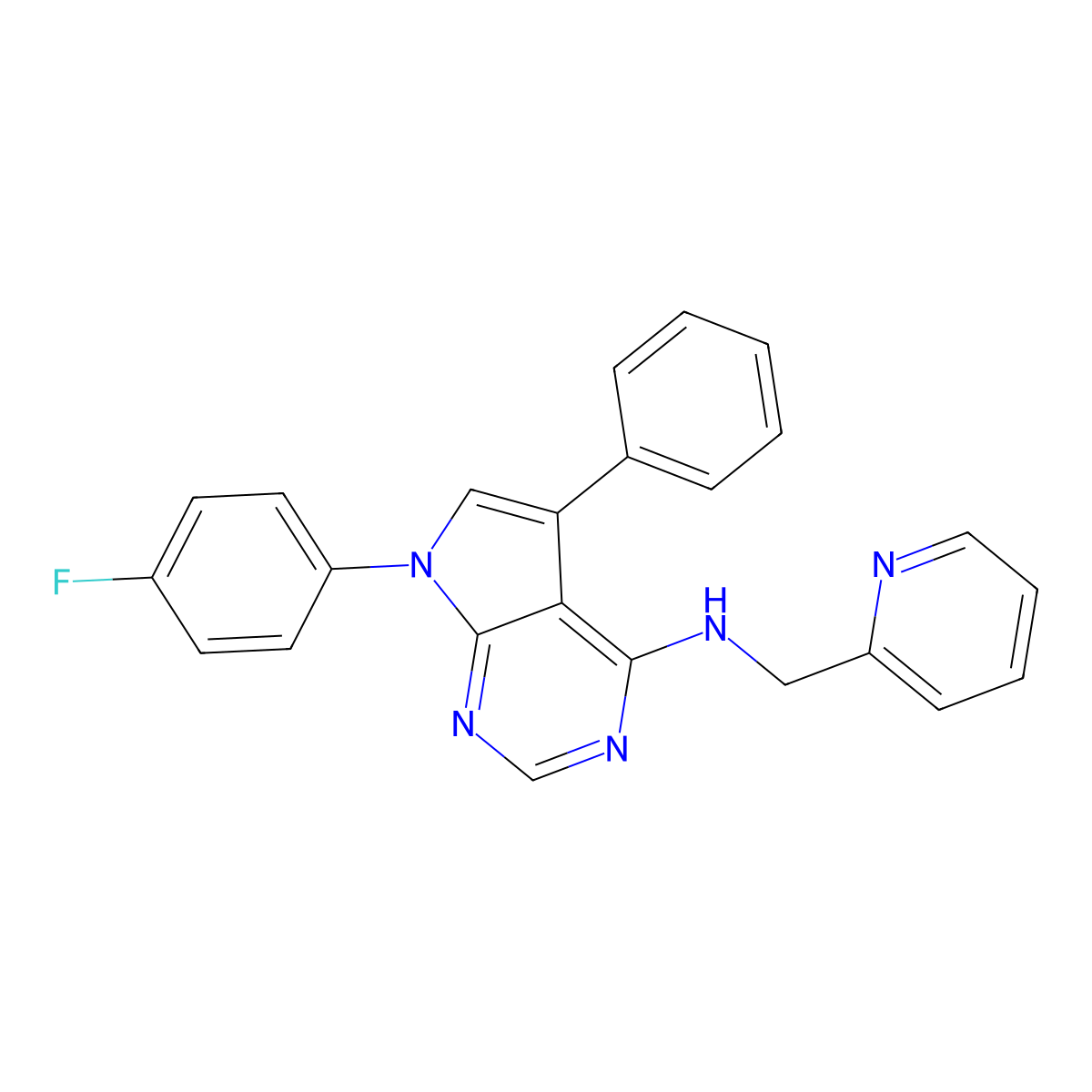 7-(4-fluorophenyl)-5-phenyl-N-[(pyridin-2-yl)methyl]-7H-pyrrolo[2,3-d]pyrimidin-4-amine molecular structure, CAS 477230-18-5