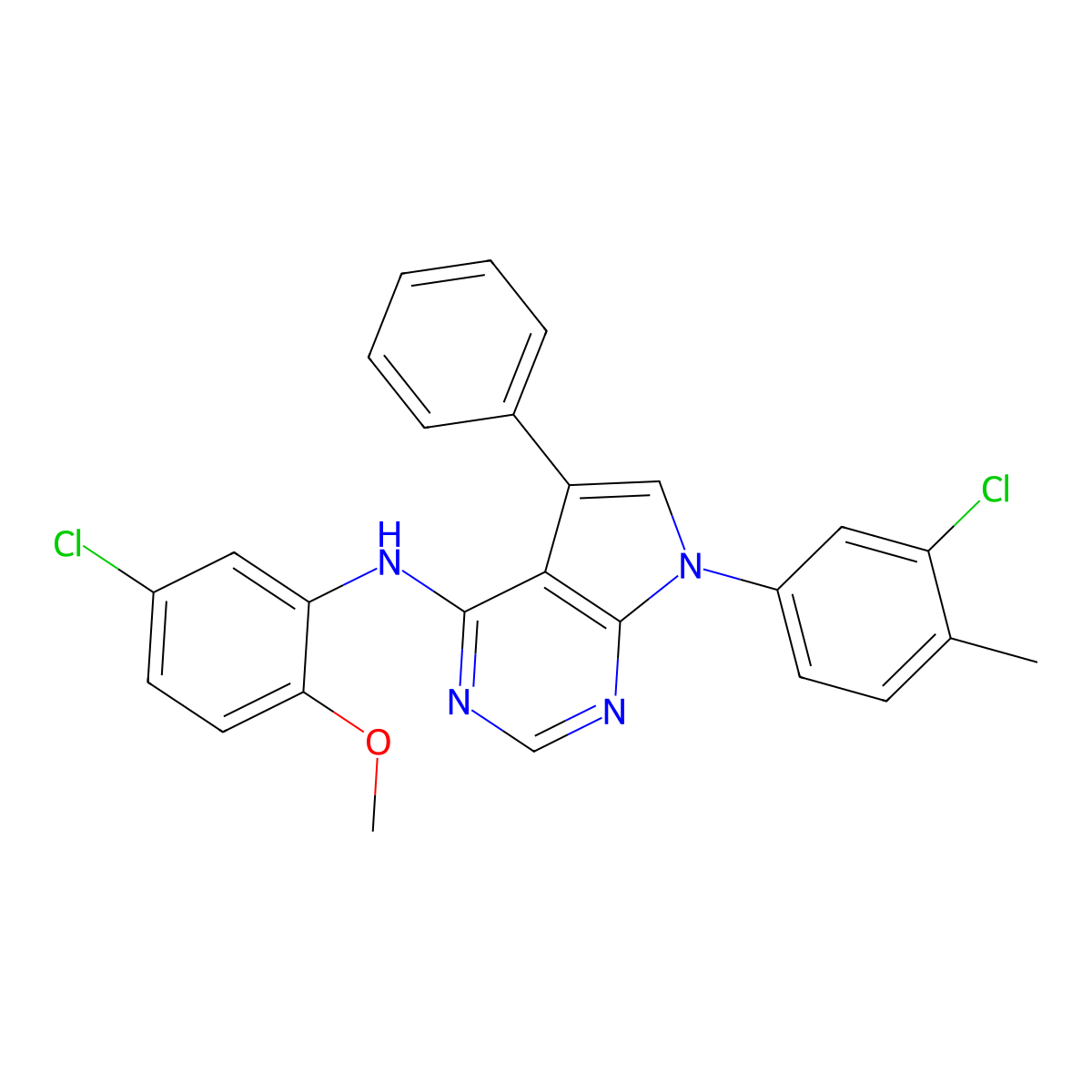 N-(5-chloro-2-methoxyphenyl)-7-(3-chloro-4-methylphenyl)-5-phenyl-7H-pyrrolo[2,3-d]pyrimidin-4-amine molecular structure, CAS 477230-43-6