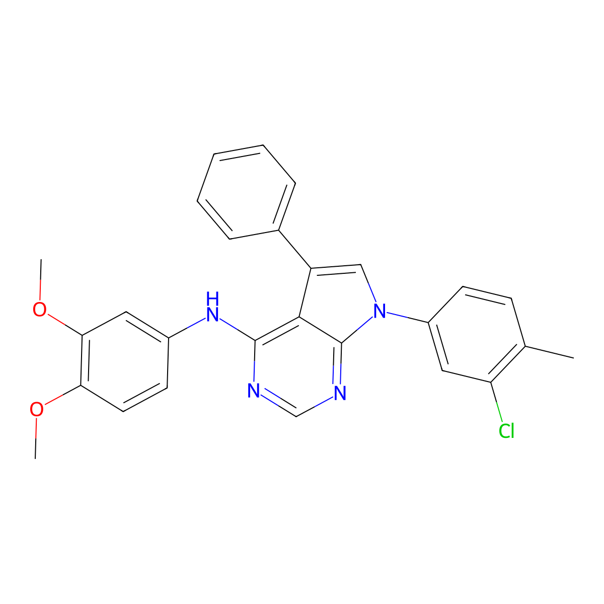 7-(3-chloro-4-methylphenyl)-N-(3,4-dimethoxyphenyl)-5-phenyl-7H-pyrrolo[2,3-d]pyrimidin-4-amine molecular structure, CAS 477230-45-8