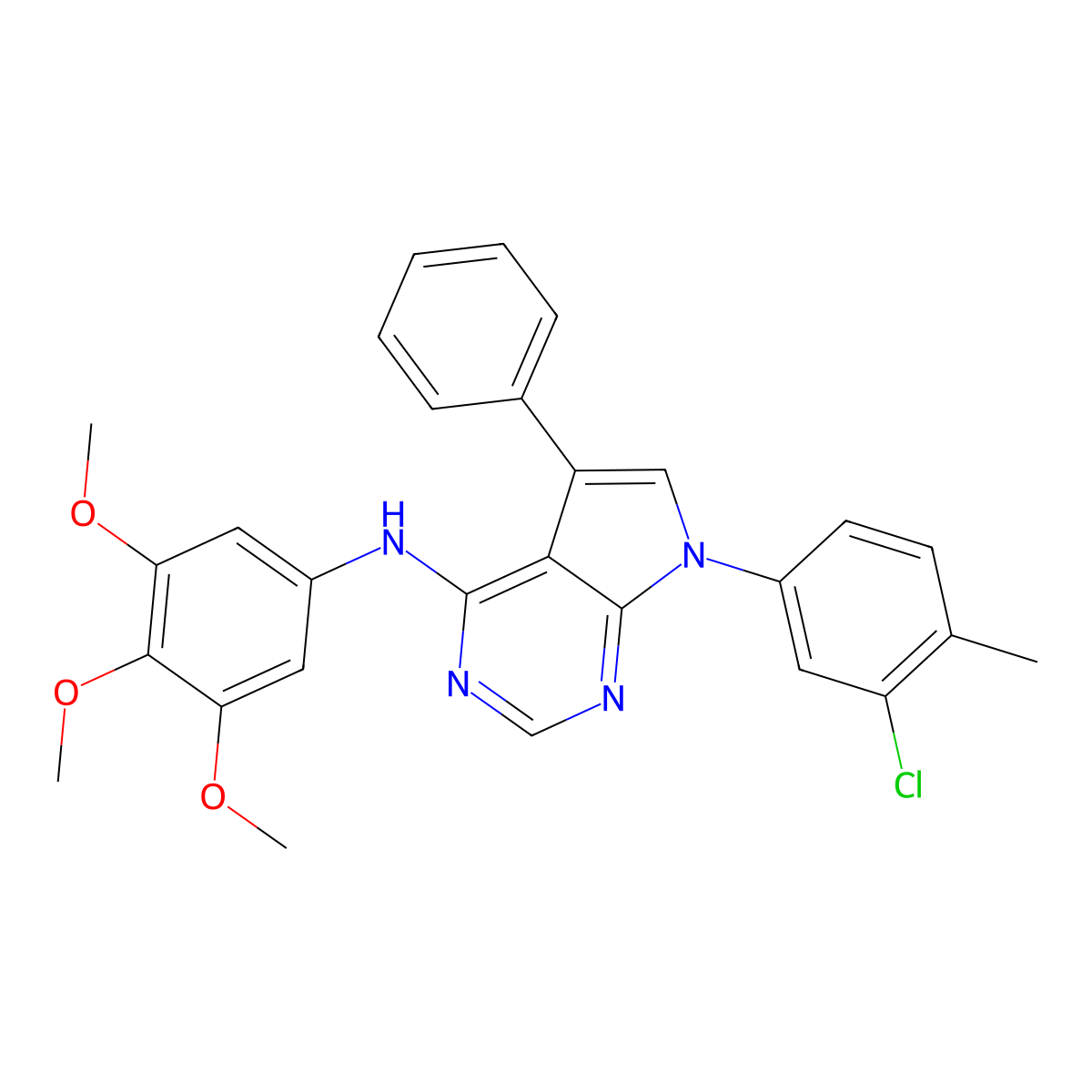 7-(3-chloro-4-methylphenyl)-5-phenyl-N-(3,4,5-trimethoxyphenyl)-7H-pyrrolo[2,3-d]pyrimidin-4-amine molecular structure, CAS 477230-49-2
