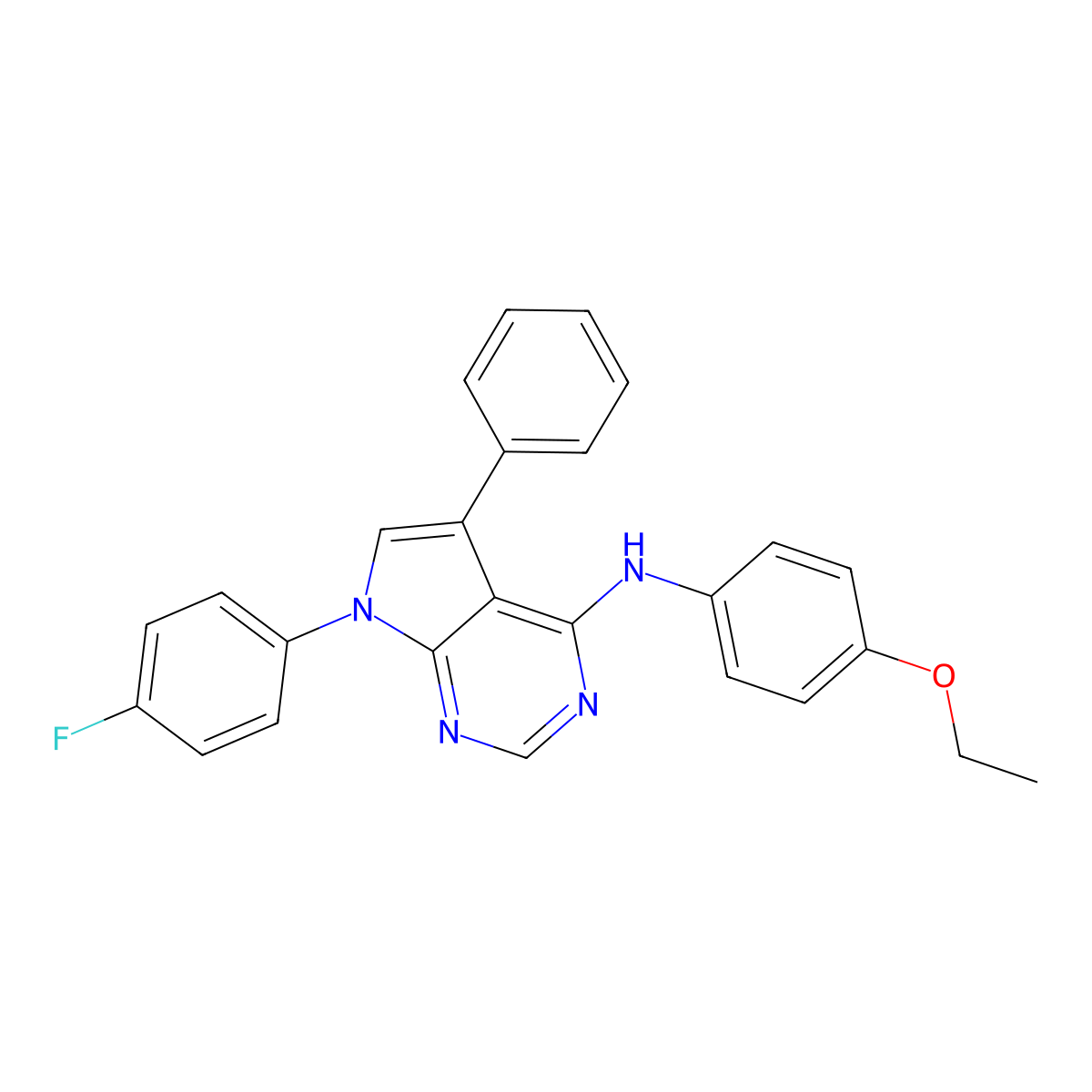 (4-Ethoxyphenyl)[7-(4-fluorophenyl)-5-phenylpyrrolo[3,2-e]pyrimidin-4-yl]amine molecular structure, CAS 477230-67-4