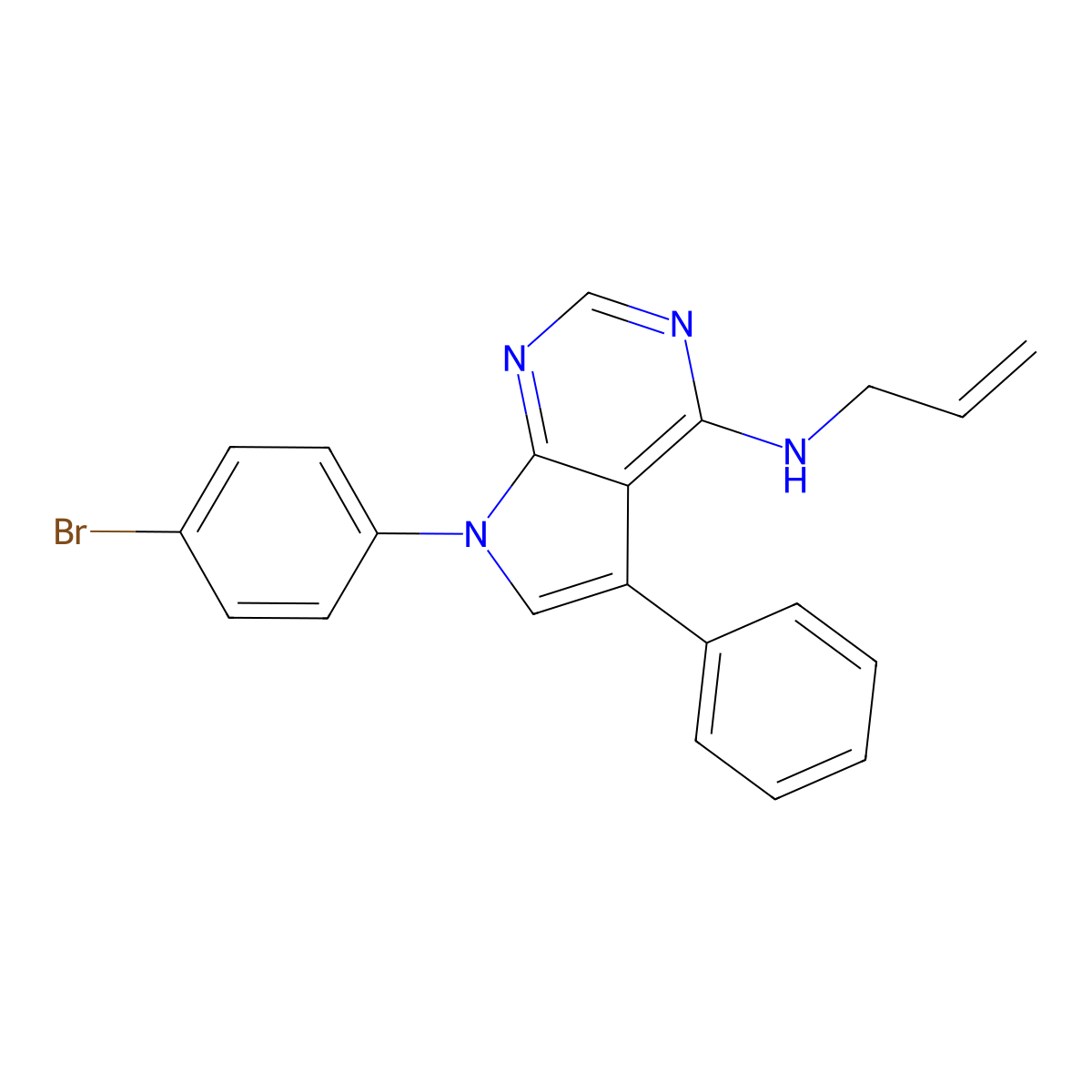 7-(4-bromophenyl)-5-phenyl-N-(prop-2-en-1-yl)-7H-pyrrolo[2,3-d]pyrimidin-4-amine molecular structure, CAS 477231-11-1