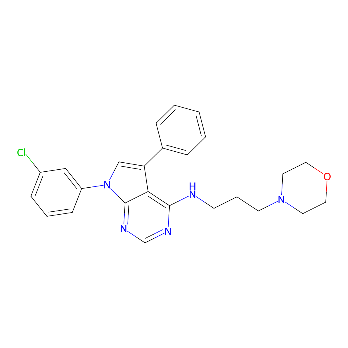 7-(3-chlorophenyl)-N-(3-morpholin-4-ylpropyl)-5-phenylpyrrolo[2,3-d]pyrimidin-4-amine molecular structure, CAS 477231-15-5