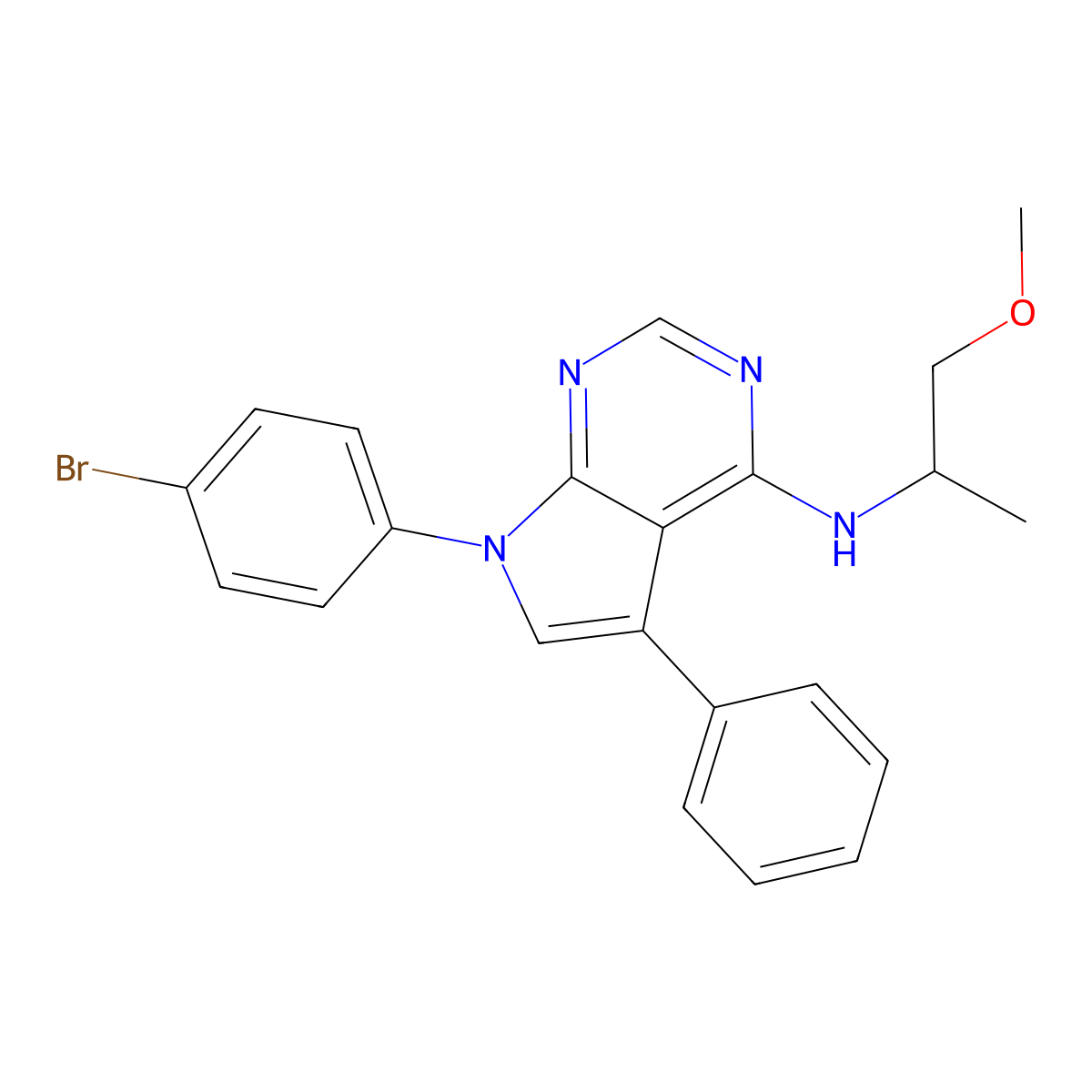 7-(4-bromophenyl)-N-(1-methoxypropan-2-yl)-5-phenyl-7H-pyrrolo[2,3-d]pyrimidin-4-amine molecular structure, CAS 477231-28-0