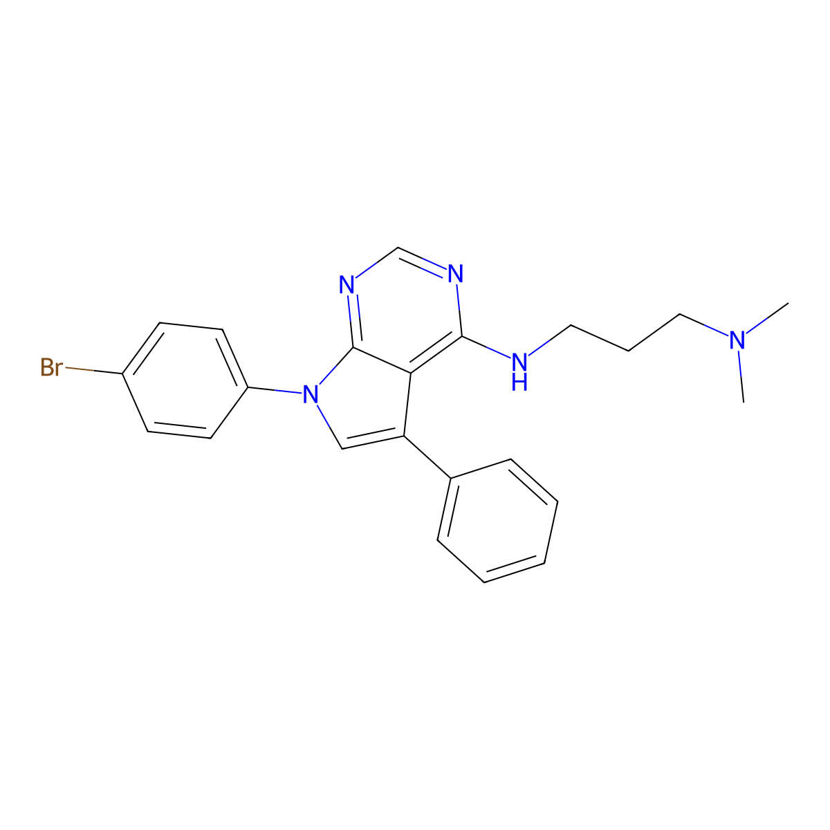 N'-[7-(4-bromophenyl)-5-phenyl-7H-pyrrolo[2,3-d]pyrimidin-4-yl]-N,N-dimethylpropane-1,3-diamine molecular structure, CAS 477231-40-6