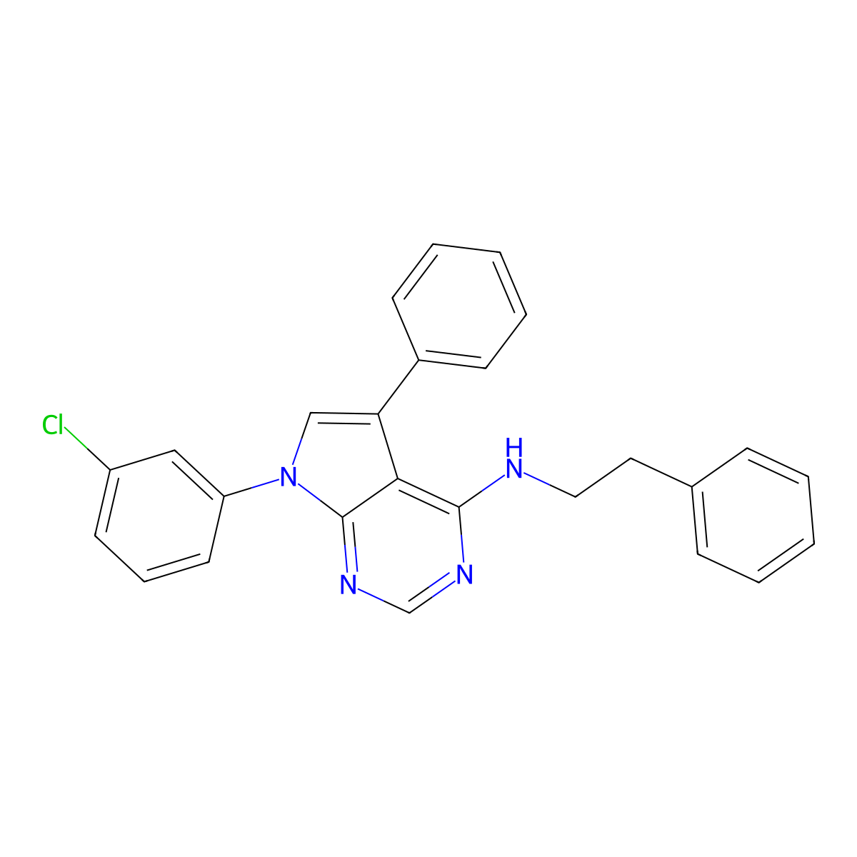 7-(3-chlorophenyl)-5-phenyl-N-(2-phenylethyl)-7H-pyrrolo[2,3-d]pyrimidin-4-amine molecular structure, CAS 477231-54-2