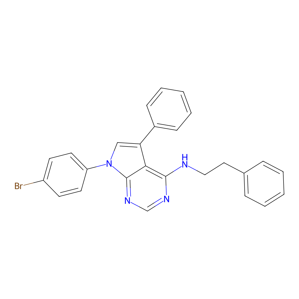 7-(4-bromophenyl)-5-phenyl-N-(2-phenylethyl)-7H-pyrrolo[2,3-d]pyrimidin-4-amine molecular structure, CAS 477231-89-3