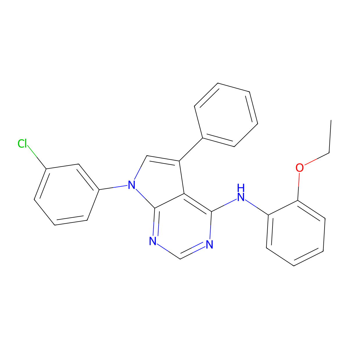 7-(3-chlorophenyl)-N-(2-ethoxyphenyl)-5-phenyl-7H-pyrrolo[2,3-d]pyrimidin-4-amine molecular structure, CAS 477231-94-0