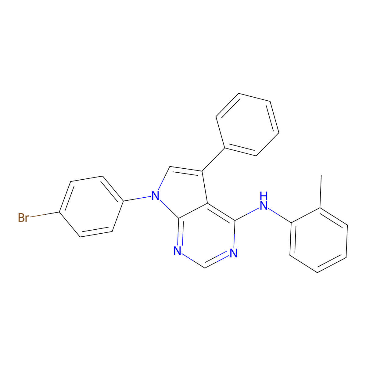 7-(4-bromophenyl)-N-(2-methylphenyl)-5-phenyl-7H-pyrrolo[2,3-d]pyrimidin-4-amine molecular structure, CAS 477231-99-5