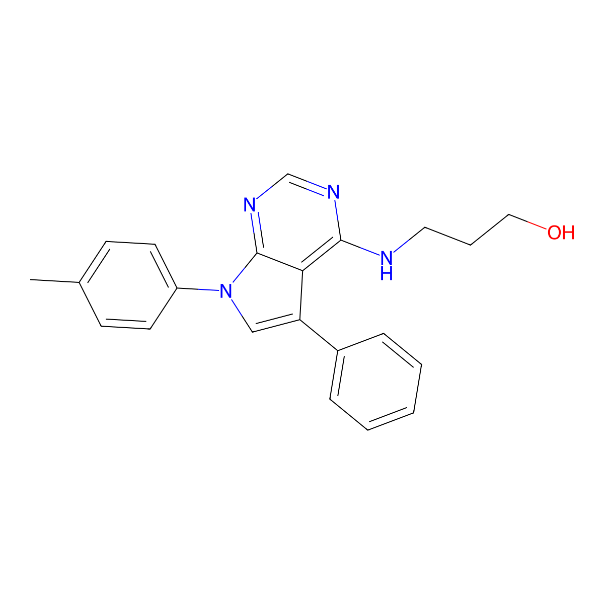 3-{[7-(4-methylphenyl)-5-phenyl-7H-pyrrolo[2,3-d]pyrimidin-4-yl]amino}propan-1-ol molecular structure, CAS 477232-76-1