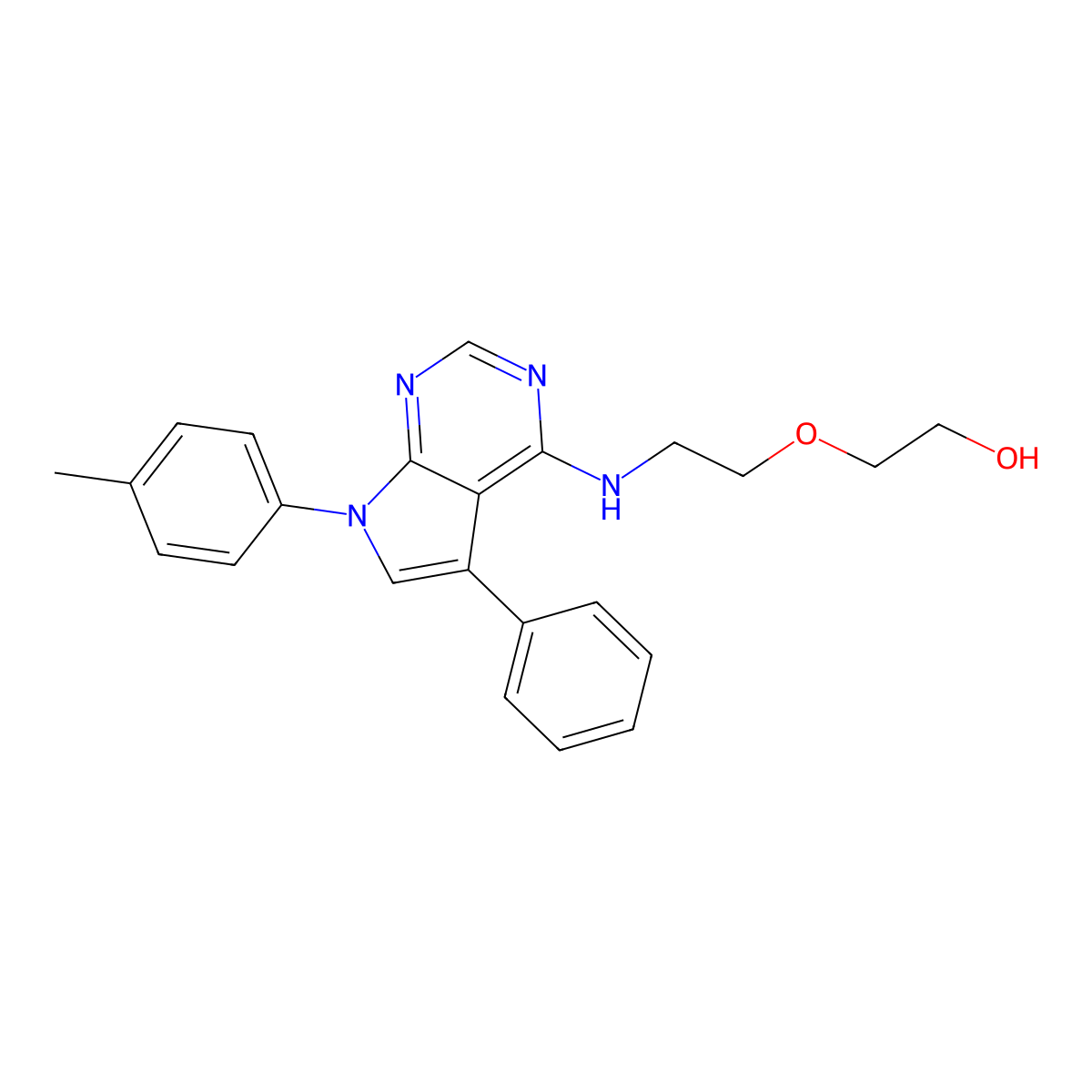 2-(2-{[7-(4-methylphenyl)-5-phenyl-7H-pyrrolo[2,3-d]pyrimidin-4-yl]amino}ethoxy)ethanol molecular structure, CAS 477232-81-8