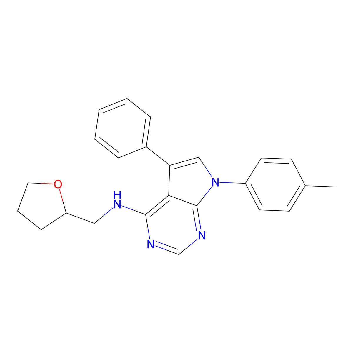 7-(4-methylphenyl)-N-(oxolan-2-ylmethyl)-5-phenylpyrrolo[2,3-d]pyrimidin-4-amine molecular structure, CAS 477232-92-1