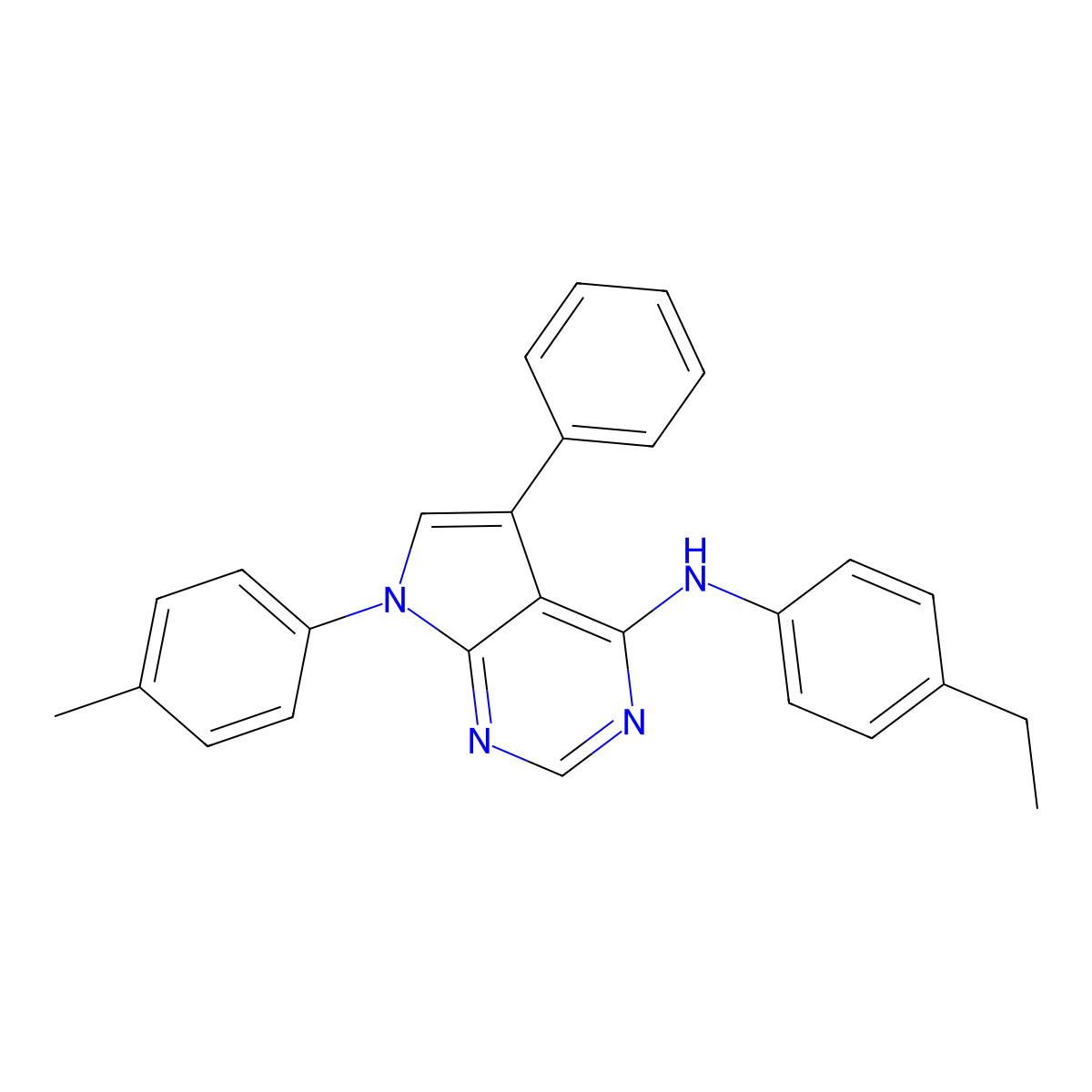 N-(4-ethylphenyl)-7-(4-methylphenyl)-5-phenyl-7H-pyrrolo[2,3-d]pyrimidin-4-amine molecular structure, CAS 477233-19-5