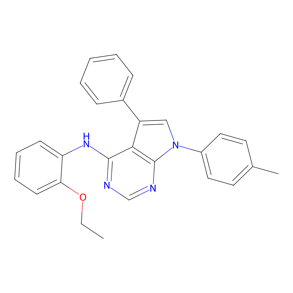 N-(2-ethoxyphenyl)-7-(4-methylphenyl)-5-phenyl-7H-pyrrolo[2,3-d]pyrimidin-4-amine molecular structure, CAS 477233-29-7