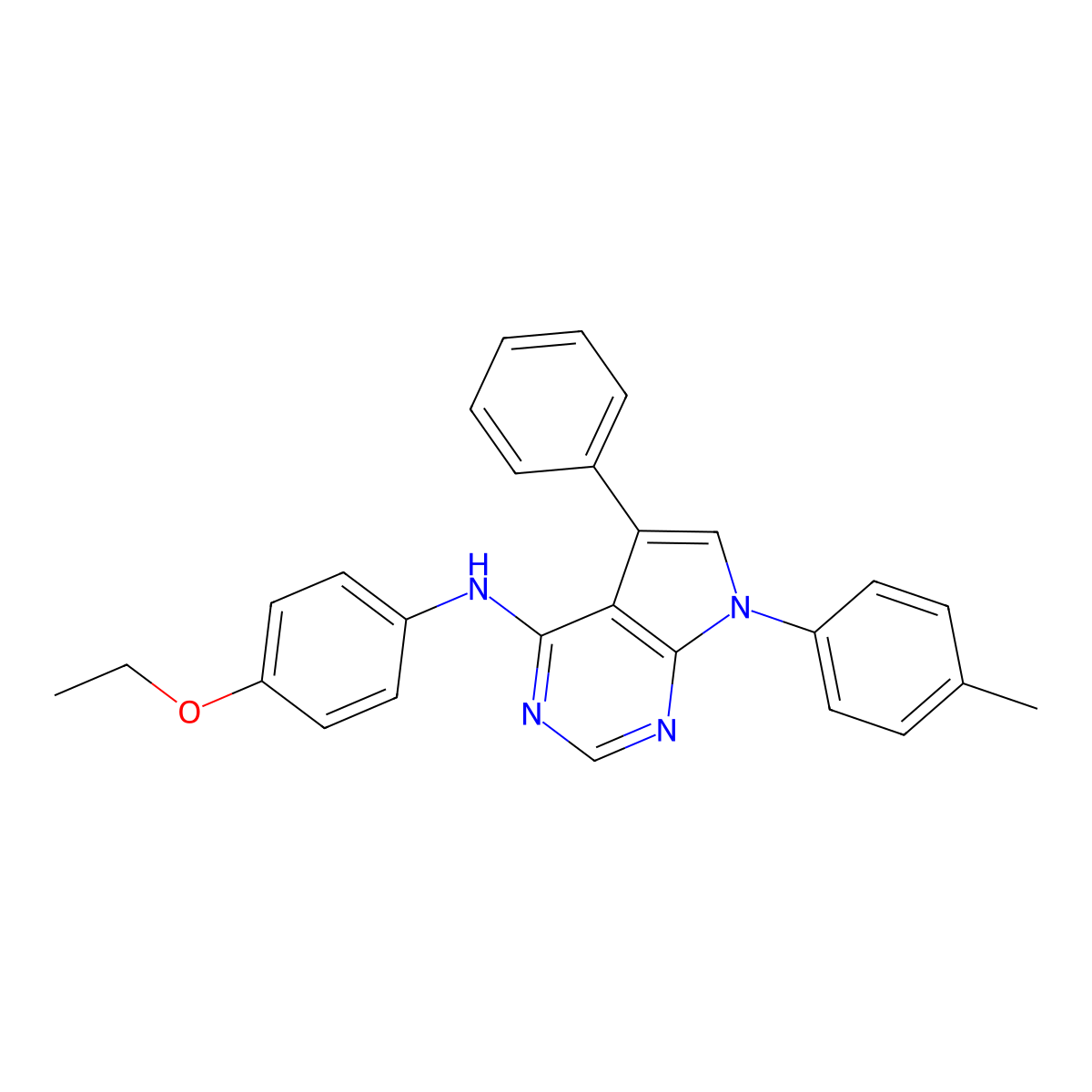 N-(4-ethoxyphenyl)-7-(4-methylphenyl)-5-phenyl-7H-pyrrolo[2,3-d]pyrimidin-4-amine molecular structure, CAS 477233-30-0