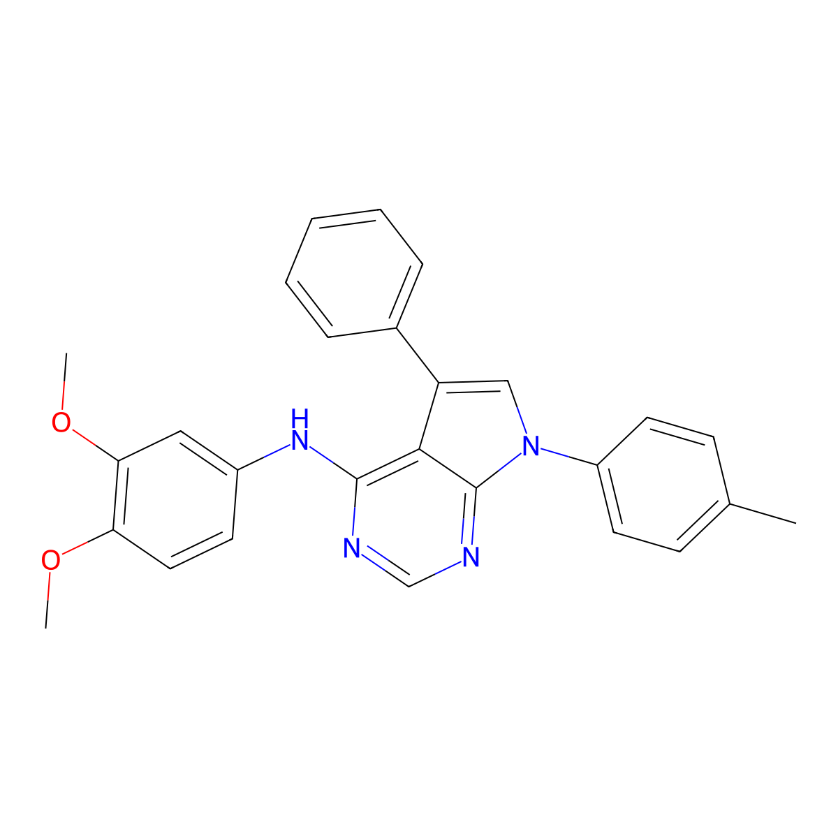 N-(3,4-dimethoxyphenyl)-7-(4-methylphenyl)-5-phenyl-7H-pyrrolo[2,3-d]pyrimidin-4-amine molecular structure, CAS 477233-53-7