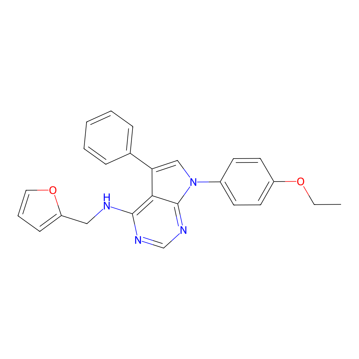 7-(4-ethoxyphenyl)-N-(furan-2-ylmethyl)-5-phenyl-7H-pyrrolo[2,3-d]pyrimidin-4-amine molecular structure, CAS 477234-24-5
