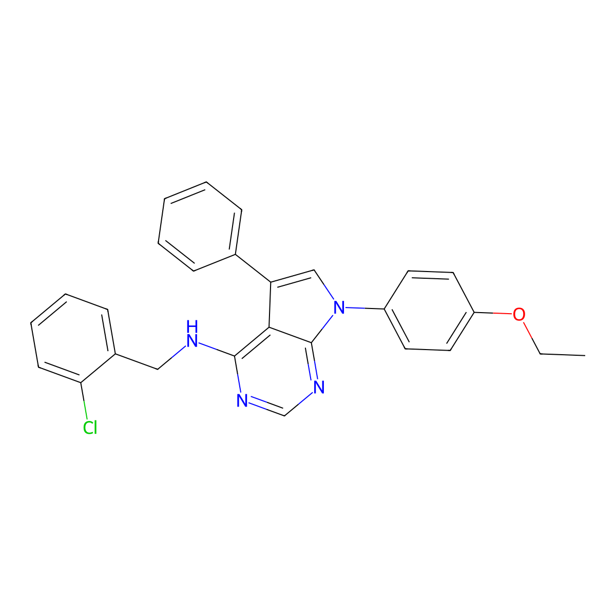 N-(2-chlorobenzyl)-7-(4-ethoxyphenyl)-5-phenyl-7H-pyrrolo[2,3-d]pyrimidin-4-amine molecular structure, CAS 477234-38-1