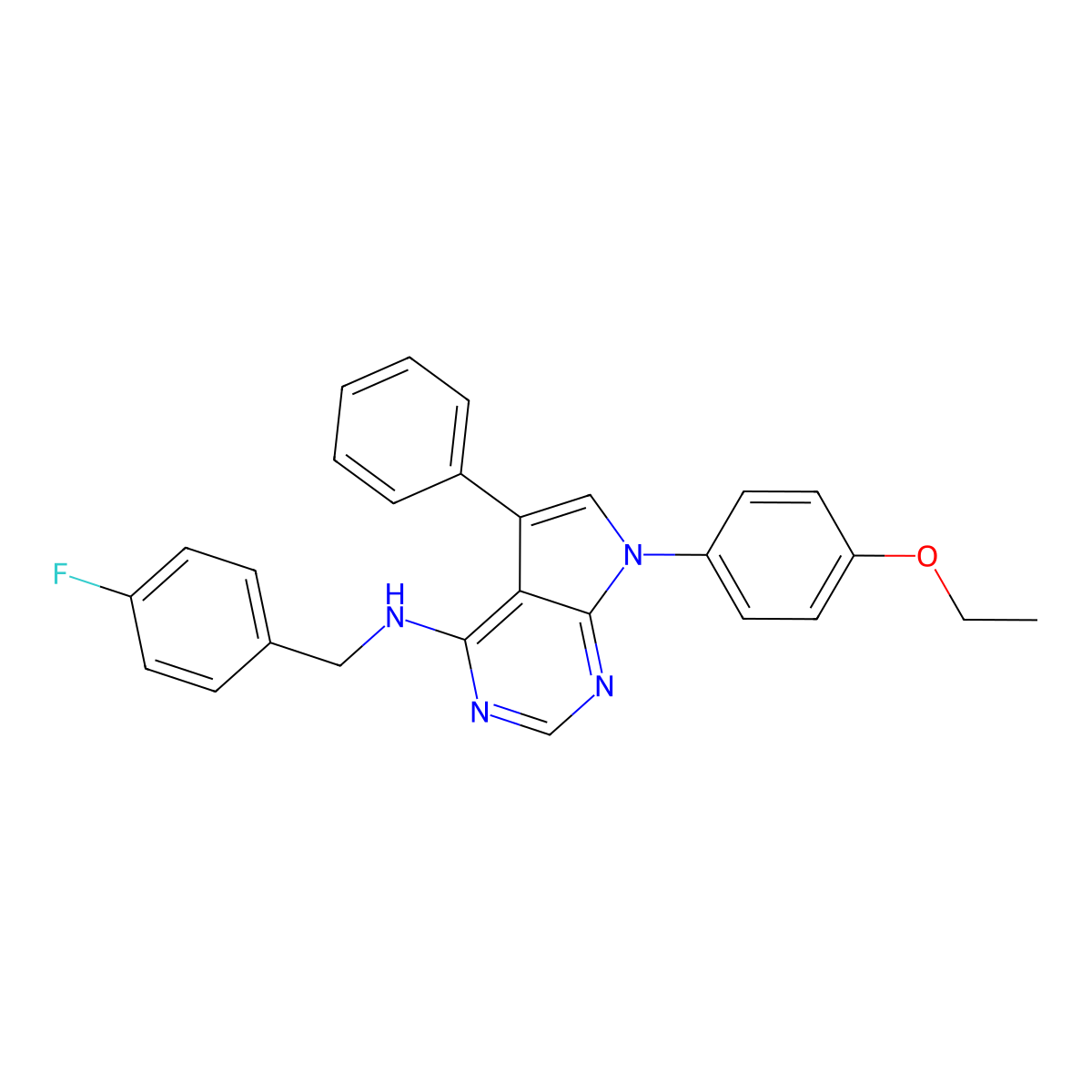 7-(4-ethoxyphenyl)-N-(4-fluorobenzyl)-5-phenyl-7H-pyrrolo[2,3-d]pyrimidin-4-amine molecular structure, CAS 477234-46-1