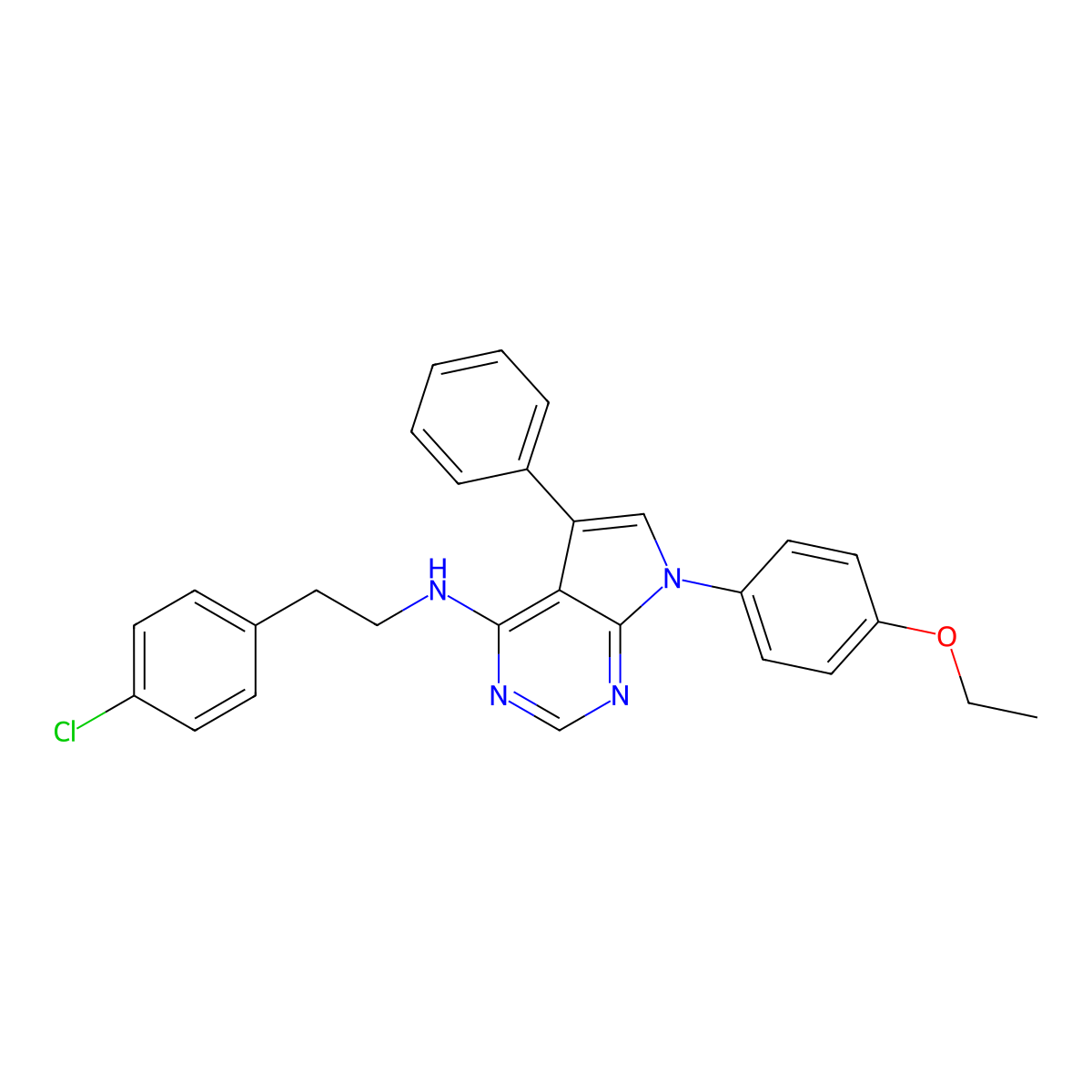 N-[2-(4-chlorophenyl)ethyl]-7-(4-ethoxyphenyl)-5-phenyl-7H-pyrrolo[2,3-d]pyrimidin-4-amine molecular structure, CAS 477234-56-3