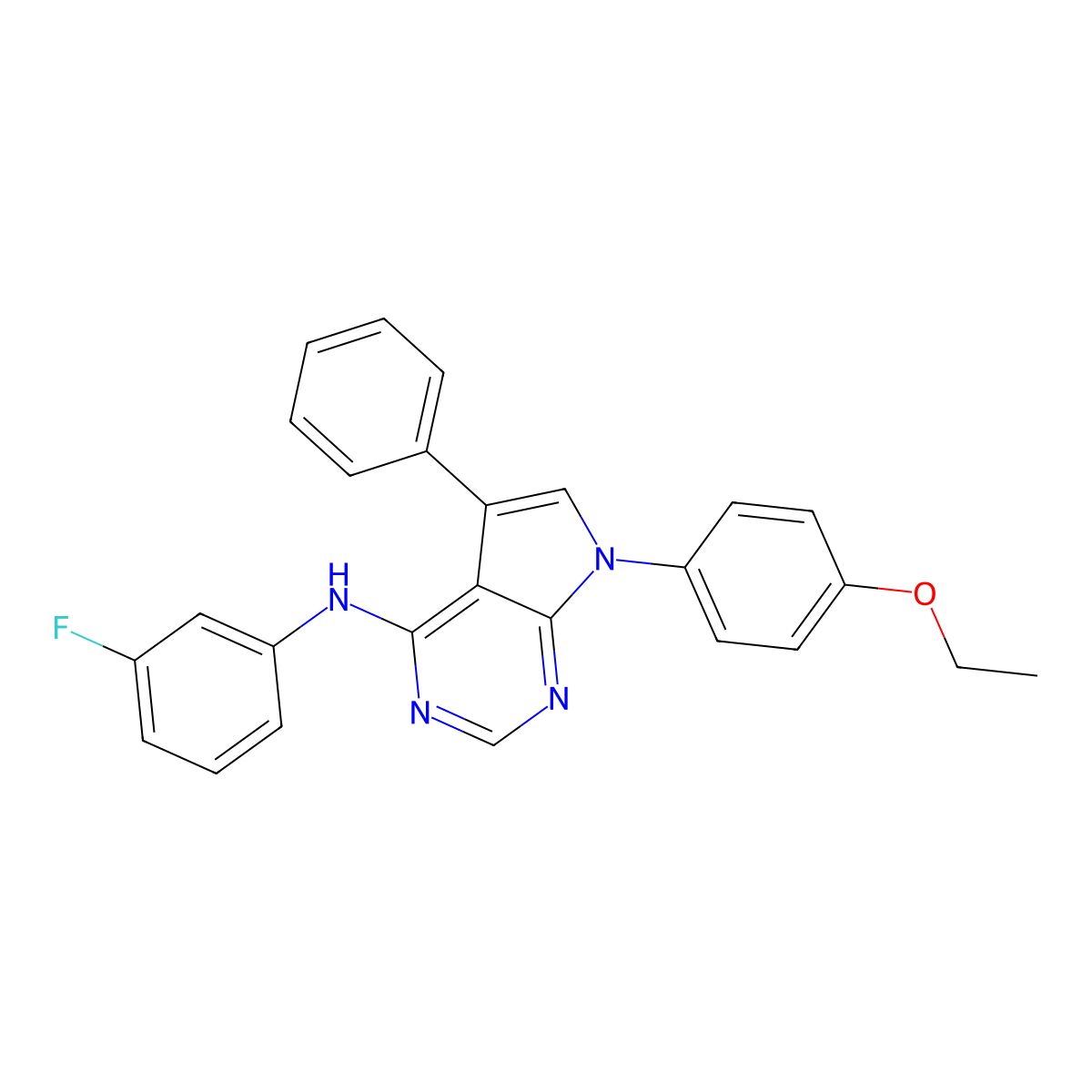 7-(4-ethoxyphenyl)-N-(3-fluorophenyl)-5-phenyl-7H-pyrrolo[2,3-d]pyrimidin-4-amine molecular structure, CAS 477234-85-8